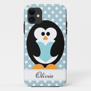 Blue Penguin Love iPhone 11 Case