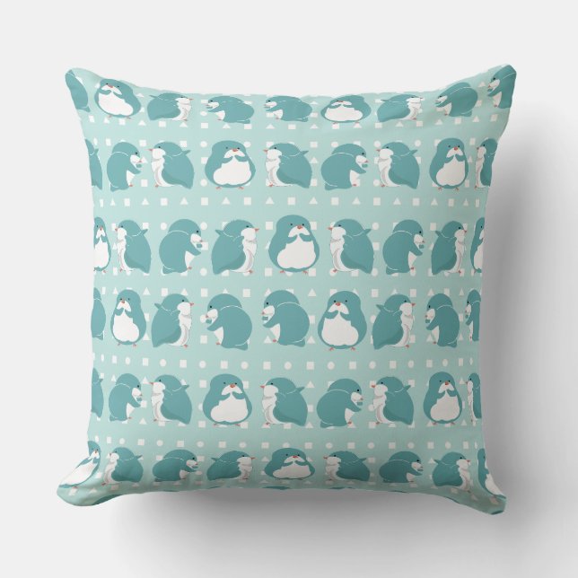 Blue Penguin pattern Cushion (Front)