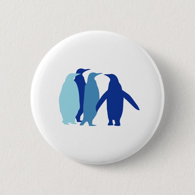 Blue Penguins 6 Cm Round Badge (Front)