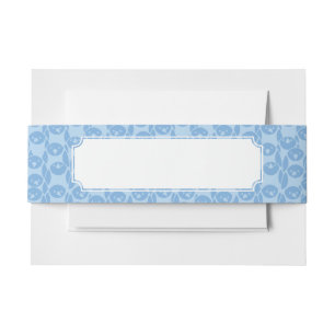 Blue penguins pattern background invitation belly band