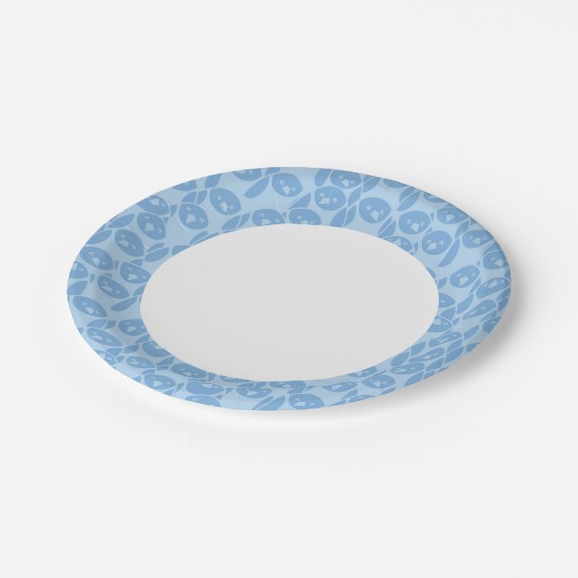 Blue penguins pattern background paper plate (Angled)