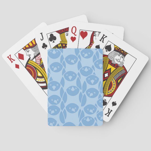 Blue penguins pattern background playing cards (Back)