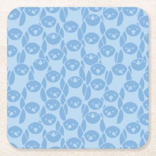 Blue penguins pattern background square paper coaster