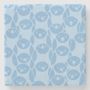 Blue penguins pattern background stone coaster