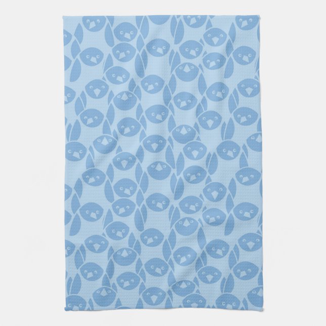 Blue penguins pattern background tea towel (Vertical)