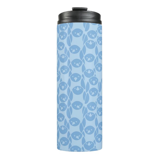 Blue penguins pattern background thermal tumbler (Front)