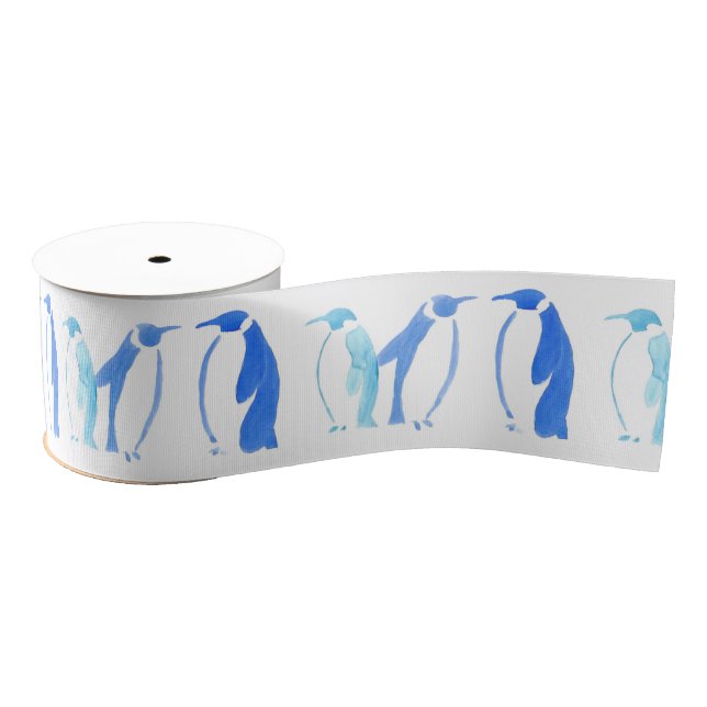 Blue Penguins Ribbon Grosgrain Ribbon (Spool)