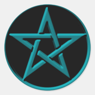 blue pentagram classic round sticker