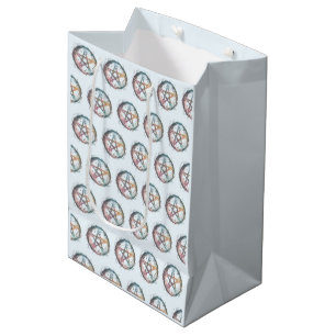 Blue Pentagram Witchcraft Light Blue Halloween Medium Gift Bag