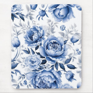 Blue peonies mouse mat
