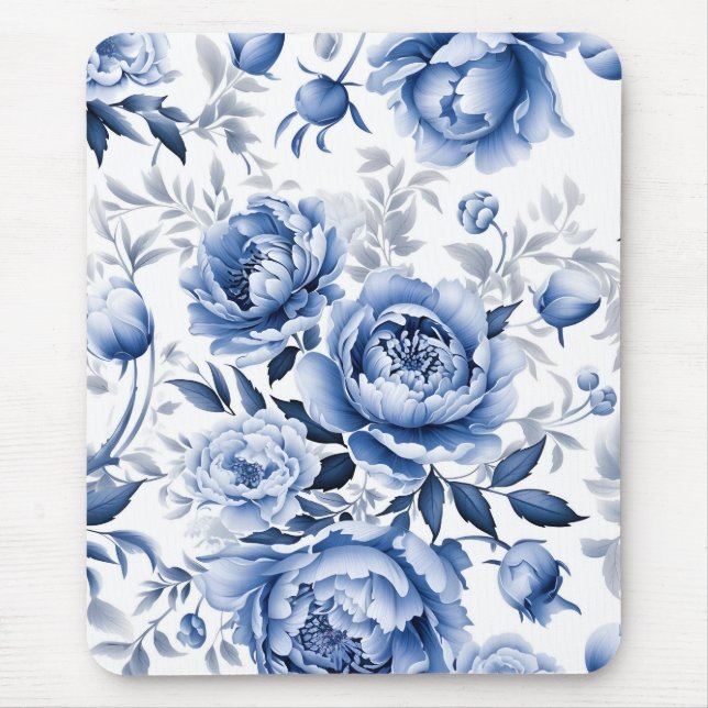 Blue peonies mouse mat (Front)
