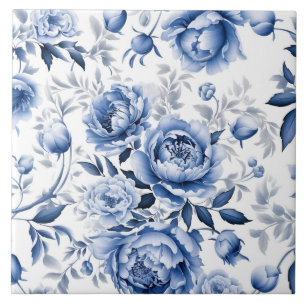 Blue Peonies Tile