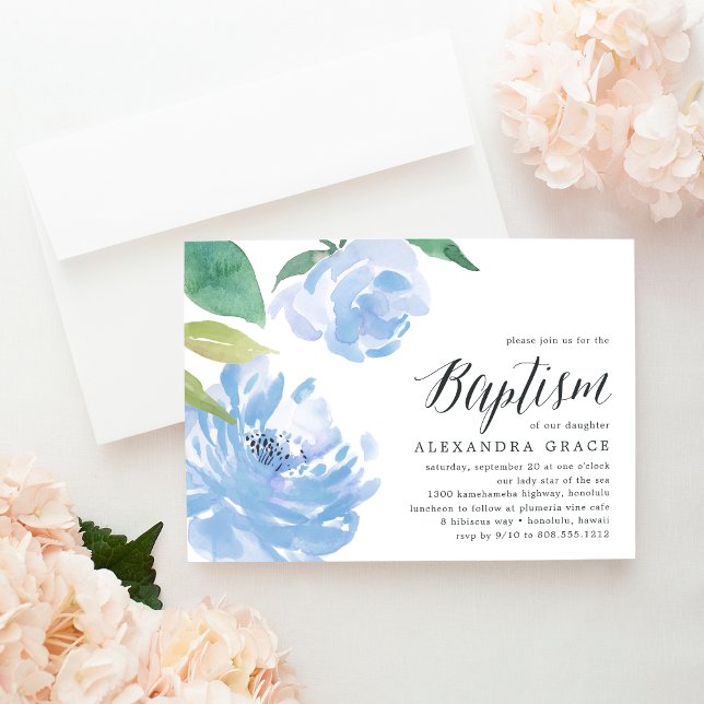 Blue Peony | Baptism Invitation (Creator Uploaded)