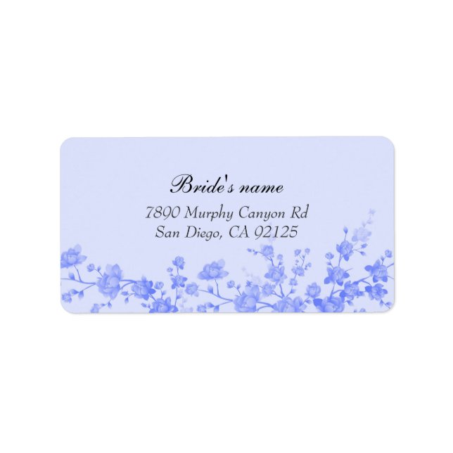 Blue Peony Blossom address label (Front)