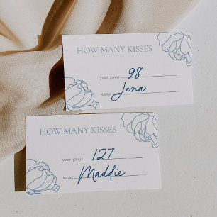 Blue   Peony Garden "How Many Kisses" Guess Card