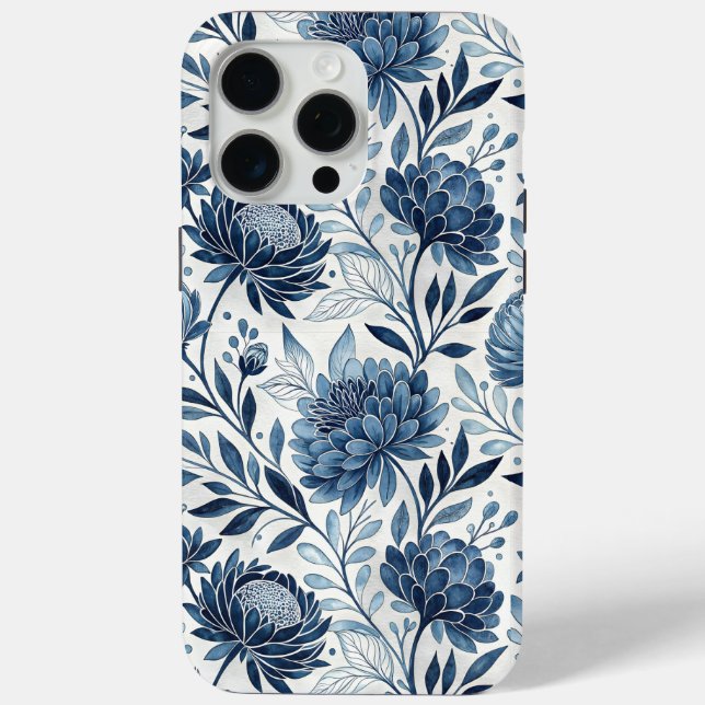 Blue Peony Garden Watercolor Case-Mate iPhone Case (Back)