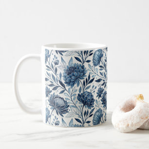 Blue Peony Garden Watercolor Coffee Mug