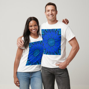 Blue Peony of Spring Bohemian Floral Graphic  T-Shirt
