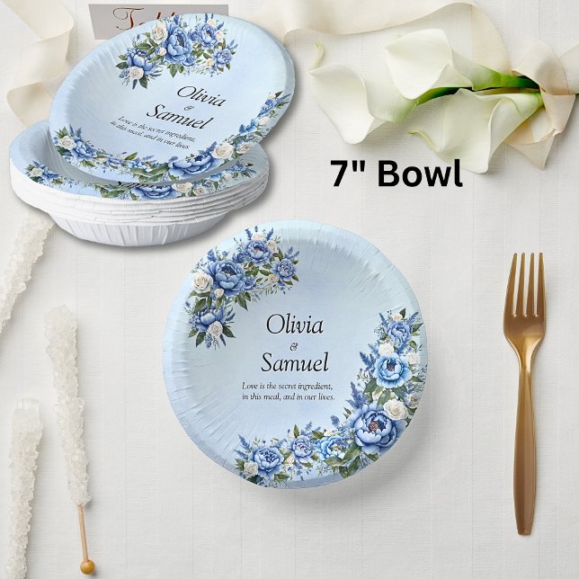 Blue Peony on Blue 7"  Paper Plate (Creator Uploaded)