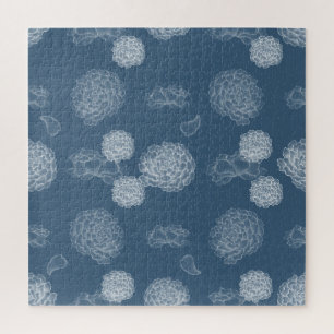 Blue Peony seamless floral pattern  Jigsaw Puzzle