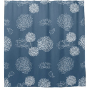 Blue Peony seamless floral pattern Shower Curtain