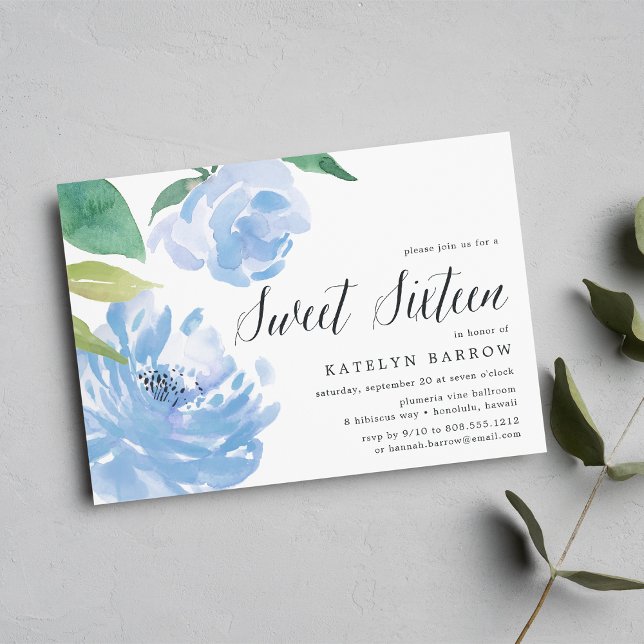 Blue Peony | Sweet Sixteen Invitation (Creator Uploaded)