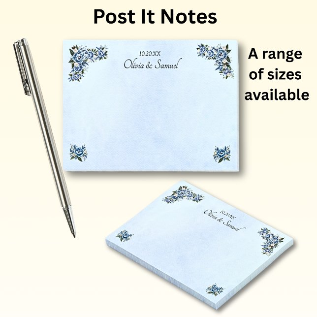 Blue Peony Wedding Suite Post-It Notes (Creator Uploaded)