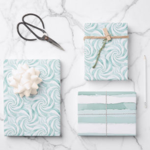 Blue Peppermint Candy Christmas Wrapping Paper Sheet