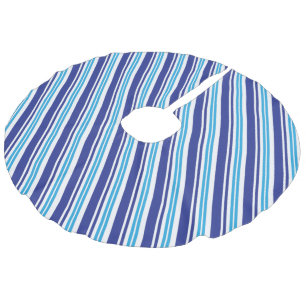 Blue Peppermint Stripe Faux Linen Tree Skirt