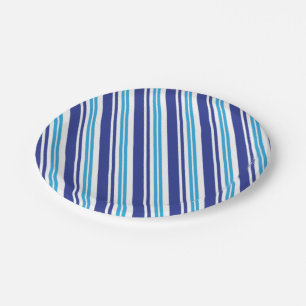 Blue Peppermint Stripe Paper Plate