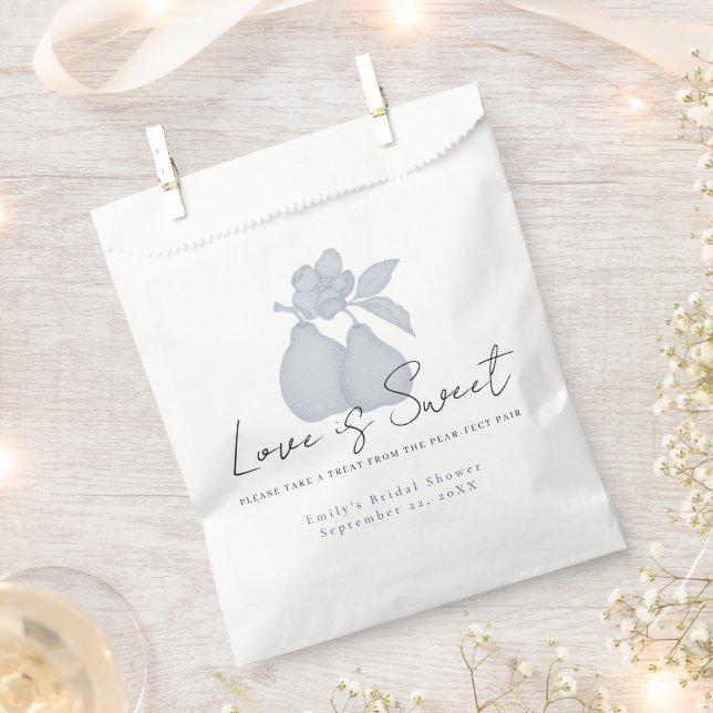 Blue Perfect Pear Bridal Shower | Love is Sweet Favour Bags (Clipped)