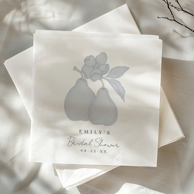 Blue Perfect Pear Bridal Shower Napkin (Pear Napkins)