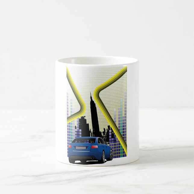 Blue Performance Car Urban Skyline Coffee Mug (Creator Uploaded)