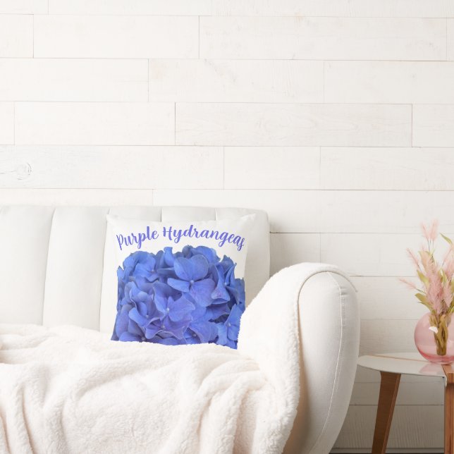 Blue periwinkle elegant floral hydrangeas  cushion (Couch)