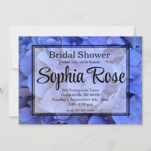 Blue periwinkle elegant floral hydrangeas  invitation