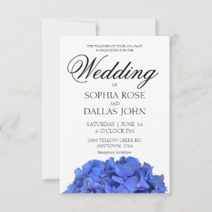 Blue periwinkle elegant floral hydrangeas  invitation