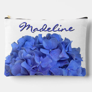 Blue periwinkle elegant floral hydrangeas monogram accessory pouch