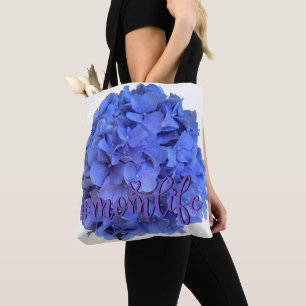 Blue periwinkle elegant floral hydrangeas  tote bag