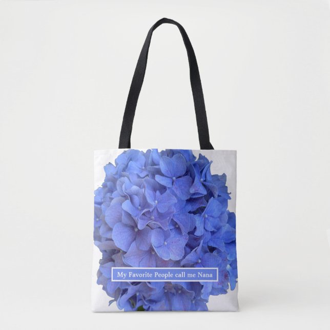 Blue periwinkle elegant floral hydrangeas  tote bag (Front)
