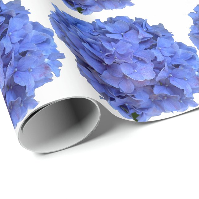 Blue periwinkle elegant floral hydrangeas  wrapping paper (Roll Corner)