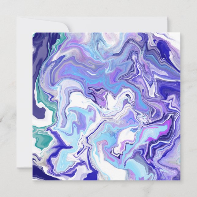 Blue Periwinkle Marble Fluid Art Invitation (Front)
