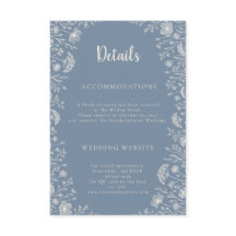 Blue Periwinkle Wildflower Wedding Details Card