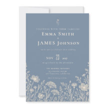Blue Periwinkle Wildflower Wedding Invitation