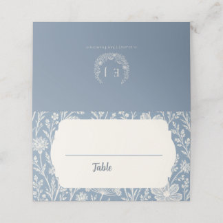 Blue Periwinkle Wildflower Wedding Place Card