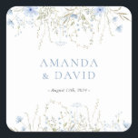 Blue Periwinkle Wildflower Wedding  Square Sticker<br><div class="desc">Blue Periwinkle Wildflower Wedding Square Sticker</div>