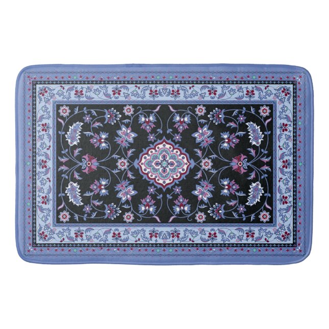Blue Persian Carpet Bath Mat (Front)