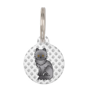 Blue Persian Cute Cartoon Cat & Pet's Info Pet Tag