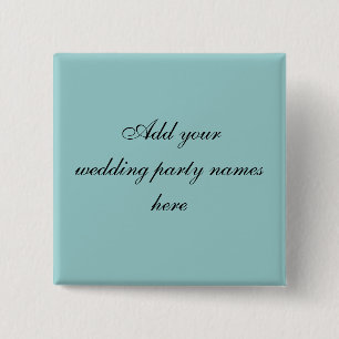Blue Persnalized Wedding Party Name Pins
