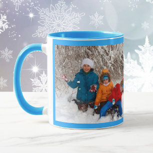 Blue Personalise Photo Template Gift Coffee Mug