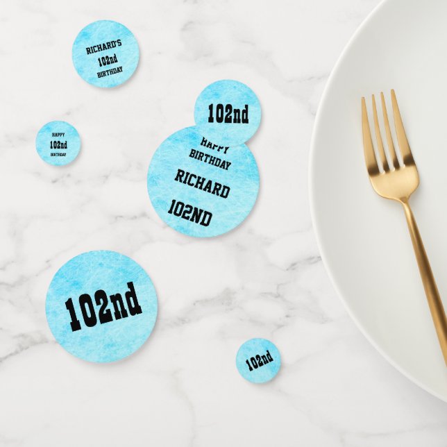 Blue Personalised 102nd  Birthday Confetti (Group)